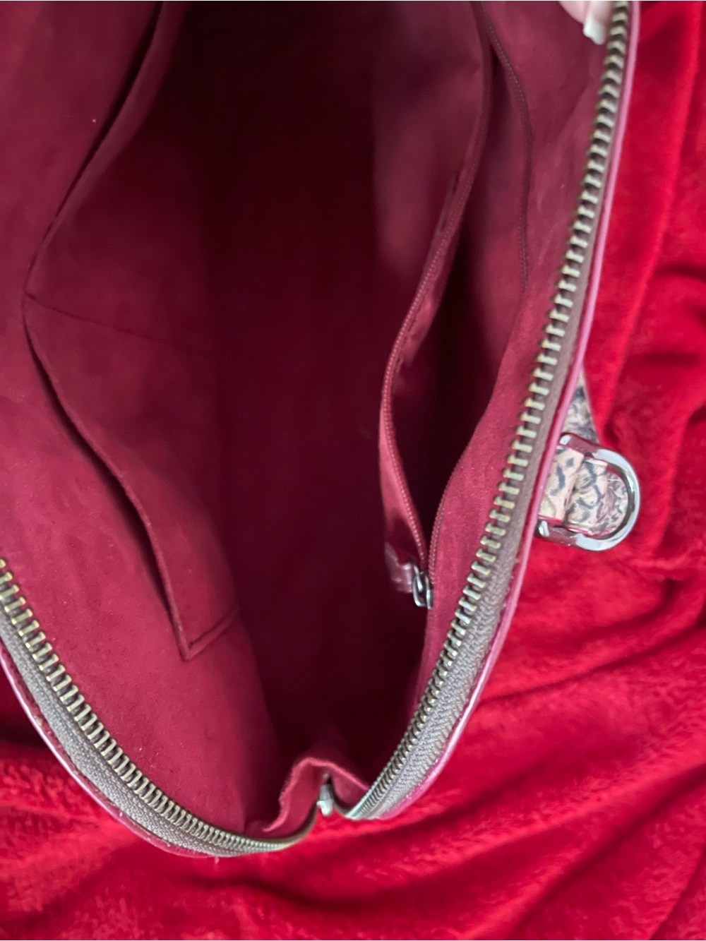 Coach Brown Signature Dome Satchel with Burgundy Trim and Printed Handles - Picture 5 of 7